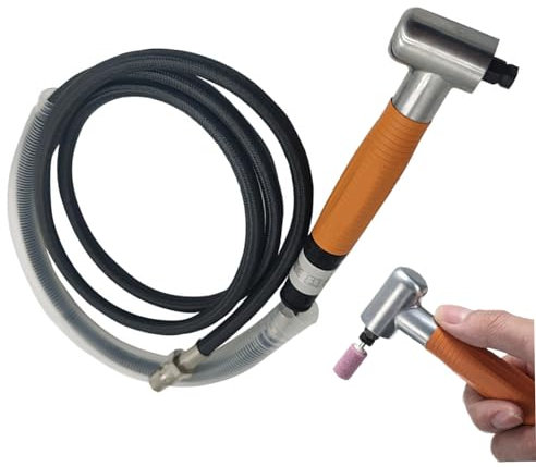 Micro macinacatico pneumatico, smerigliatrice ad aria angolare pneumatica a 90 gradi, kit di accessori per utensili per lucidatura a matita da 3 mm per macinazione, arancione