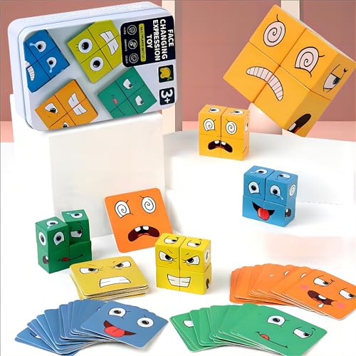 EINEUWU Brettspiel für Kinder & Erwachsene, Bunte Blöcke Familienspiel Gesellschaftsspiel, Perfekt als Kinderspiel & Reisespiel & Partyspiel, Emoji Würfelspiel für 1-4 Spieler, 3+ Alter