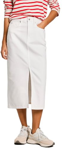 Pepe Jeans Midi Skirt HW Rock, weiß (Denim-Tc0), M für Damen, Weiß (Denim - Tc0), Medium