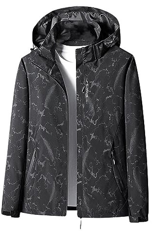 NSICBMNO Veste imperméable légère avec capuche amovible pour femme - Veste de sport softshell coupe-vent d'extérieur pour randonnée, camping - Grande taille, 01 - Noir, L