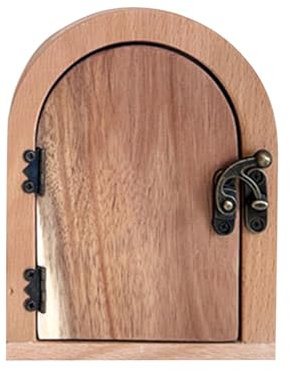Wichteltür Deko Holz Mini Elfentür zum Öffnen und Schließen, Weihnachten Handwerk Feentür Miniatur Wichteltür Feentür Holzeko Wichtelhaus Elfen Tür, für Weihnachtsdeko Steckdosenschutz (Khaki)