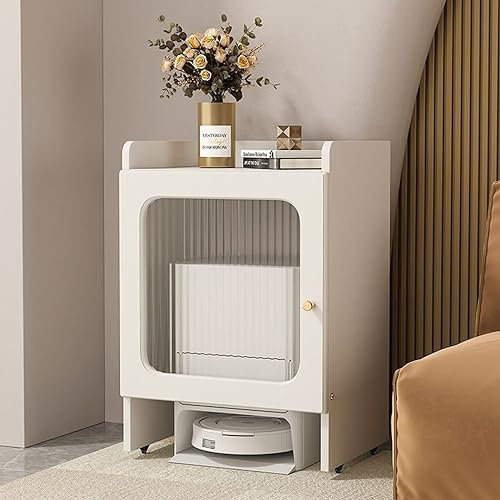 Armoire de Rangement pour aspirateur Robot – Organiseur autoportant avec 2 Portes pour économiser de l'espace, idéal pour Ranger Votre Maison