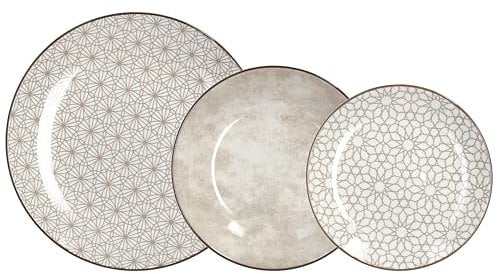Tognana Habana, servicio de platos de 18 piezas para 6 personas, porcelana, beige.