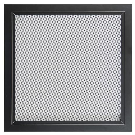 DEMLOU Rejilla de ventilación aluminio perforado con malla protectora – Negro RAL 9005 – difusor aire caliente interior/exterior – rejilla cuadrada 25x25 cm.