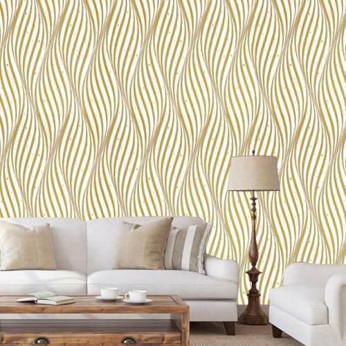 Beswitory 3D Gold Yellow Metallic Glitter Wallpaper Glitter Effect Feature Modern Wallpaper for Living Room Bedroom TV Backdrop Kitchen