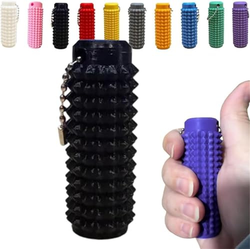 Spiky Grippie Stim Keychain, Anxiety Relief Pain Stim Bumpy Fidget Keychain,Calming Keychain,Venting Key Pendant,Portable Mini Roller Massage Keychain for Stress Reduction and Focus (Black)
