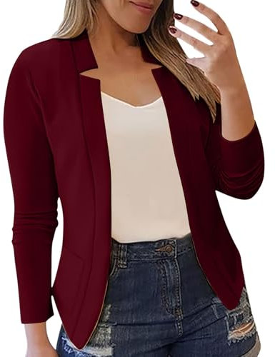 Costume blazer à paillettes pour femme - Cardigan élégant - Veste de mi-saison - Veste longue blazer - Veste sportive - Vêtement de fête - Robe blazer - Manteau rose, Bordeaux, XXXL