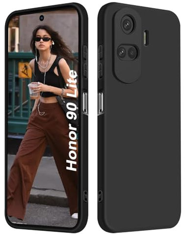 ISOI - Coque pour Honor 90 Lite 5G, Housse Souple en Silicone Liquide, Protection intégrale Très Mince et Antichoc - Noir