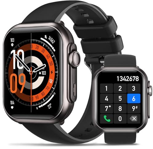 FOSMET Smartwatch Uomo, [30 Giorni di Autonomia/Chiamate/Risposta] 1,95 Smartwatch Uomo, Orologio Fitness con Cardiofrequenzimetro, Monitoraggio Sonno, Contapassi, Nero