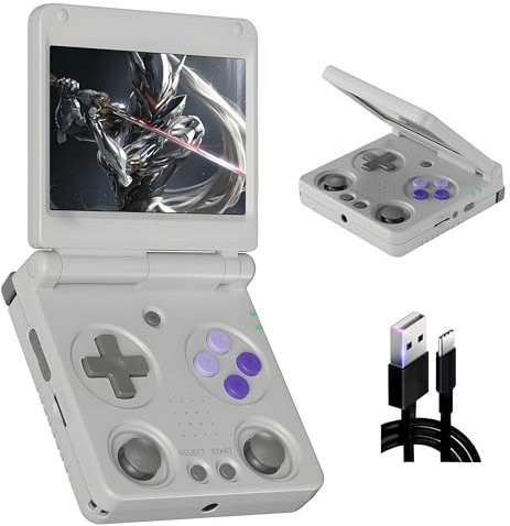 RG34XXSP Consola de Juegos Retro 5490+ Juegos 17 Emuladores,Juegos Portados,Linux Pantalla IPS de 3.4 Pulgadas RG34XX SP Consola de Videojuegos portátil con 2.4/5G WiFi & BT,Video/Música (Gris)