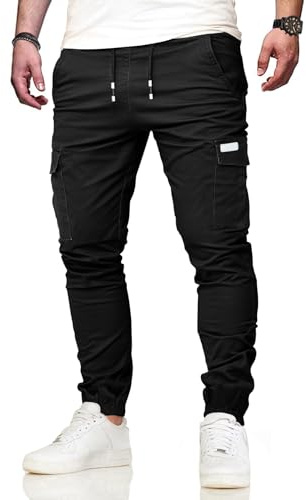VMSUCIJ Pantalon de Travail Homme Multi Poches Ceinture Élastique Casual Cargo Coton Jogging Pantalons