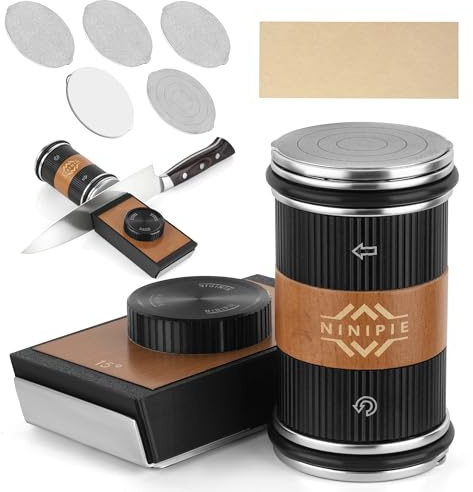 Ninipie Rollschleifer Messerschaerfer für Küchenmesser, Messerschärfer Profi, Messerschärfer Rolle Mit 5 Stück Schleifscheiben, Rolling Knife Sharpener für 15 & 20 Schleifwinkel, Abziehsteine