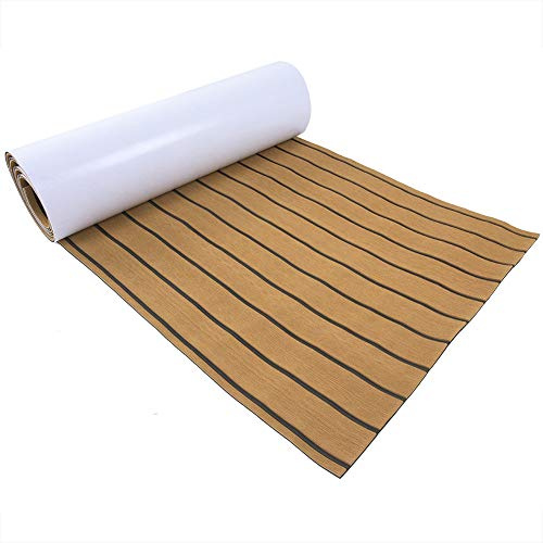 Xiuganpo Teakholz-Terrassendielen, Ungiftige, Stoßfeste Bootsbodenmatte für Marine-EVA-Material, Braune und Schwarze Streifen (braune schwarze Streifen)