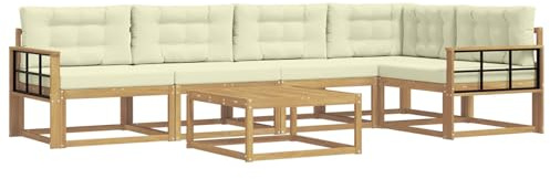 vidaXL Outdoor-Sofagarnitur 6 pcs Weiß und Creme 79 x 79 x 37 cm, Modernes Gartenmöbelset, wetterfestes Sofa, schicke Sitzgruppe, langlebige Liege fürs Poolside