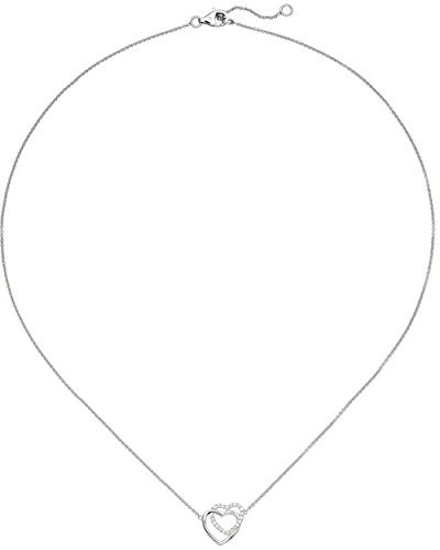 Jobo Damen-Halskette mit Herz-Anhängern aus 925 Sterling Silber mit Zirkonia 45 cm