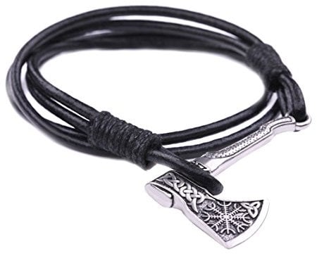 Skyrim Gothic Rune Adjustable Axe Logo with Celtic Kont and Viking Knot Pattern Pagan Bracelet Jewelry