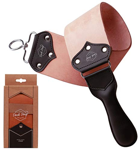 Dark Stag Premium Buffalo Leather Barbers Strop - Ultimate Tool for Polishing and Smoothing Traditional Straight Razor Blades