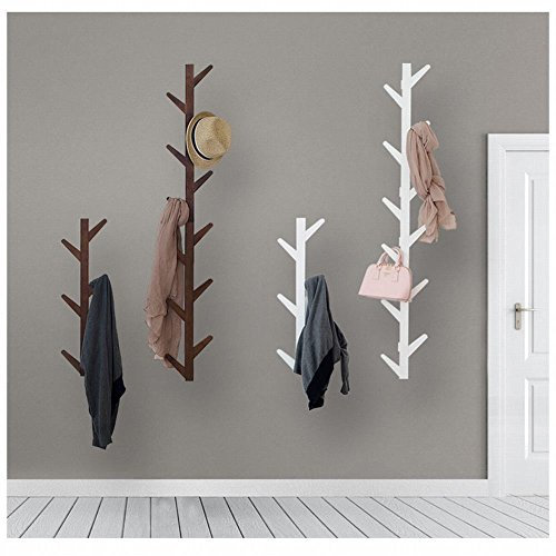 WEII Porte-manteau mural en bois massif à suspendre pour salon, chambre à coucher - décoration, porte-serviettes, blanc, 123*22*7cm