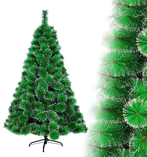LARS360 150cm Grüne Tannennadeln mit Schnee-Effekt Künstliche Weihnachtsbaum Christbaum Tannenbaum inkl. Metallständer für Zuhause, Büro, Geschäfte und Hotels Weihnachten-Dekoration
