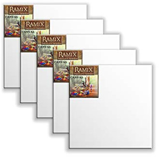Ramix 5er Set 50x50 cm Quadratisch Leinwand Keilrahmen Weiß Stabilen Viele Größen