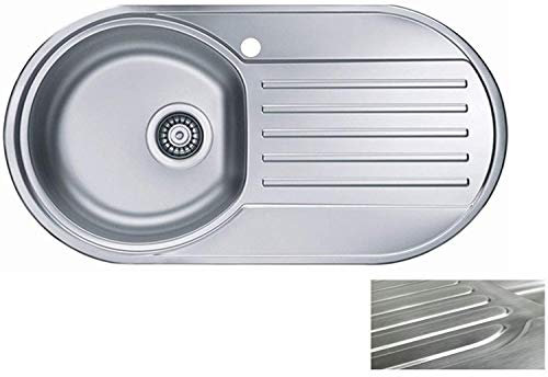 vbchome: fregadero con grifo agujero 832 x 437 mm camping Cocina Fregadero – Satén estructura alveus Forma 40 fregadero Acero Inoxidable fregadero escurridor camping Cocina Fregadero desagüe, Plateado