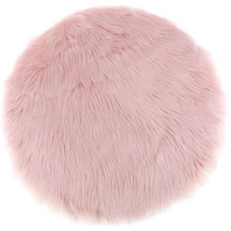 SM SunniMix Rundes Kunstpelz Sitzkissen, Zotteliges Schaffell, Teppich, Foto Requisiten, Rosa 33 cm
