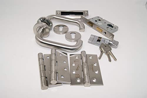 D Shape Handle Pack Cylinder & Turn Lock Set with Hinges for 44/45MM FIRE Door