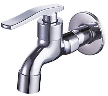 Robinet d'eau froide mural lavabo en laiton Baignoire Taps Lave-linge Jardin Patio, fini chrome