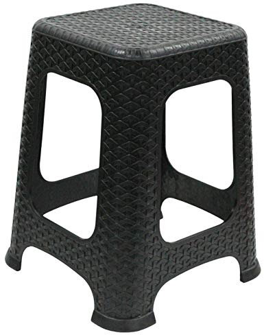 Hobby Life Large Rattan Stackable Stools Step Stool Plastic Indoor Outdoor Chair Black