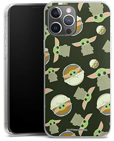 Slim Case kompatibel mit Apple iPhone 12 Pro Max Silikon Handyhülle transparent Hülle extra dünn Star Wars Muster Baby Yoda Offizielles Lizenzprodukt