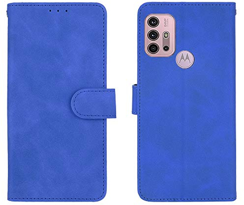 GOGME Leder Hülle für Motorola Moto G30 / Moto G10 Hülle, Premium PU/TPU Leder Folio Hülle Schutzhülle Handyhülle, Flip Case Klapphülle Lederhülle mit Standfunktion & Kartensteckplätzen, Blau