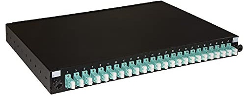 LINK LK24FOLC3 - Panel de Fibra óptica de 19 Pulgadas con 24 adaptadores LC Duplex Om3, Profundidad de 250 mm, Color Negro