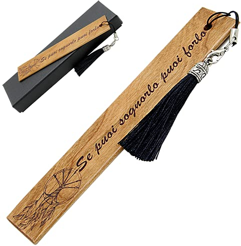 Amore Legno Sforza Segnalibro in Legno con Frasi Motivazionali - Idee Regalo Donna e Uomo - Portafortuna Originale per Laurea Amanti della Lettura Colleghi Maestre ed Amici (L)