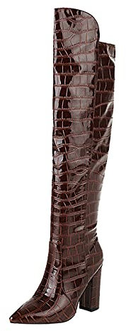 CHICMARK Stivali da donna con tacco alto e punta punta, marrone scuro, 41 EU