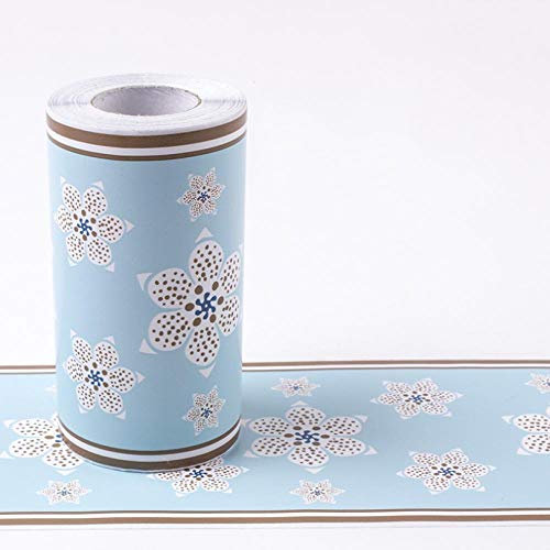 Dostear Frises Papier Peint fleurs blanches 10 X 1000CM Moulure Murale Autocollant Murals Adhesif Murale Plinthe Adhesive PVC