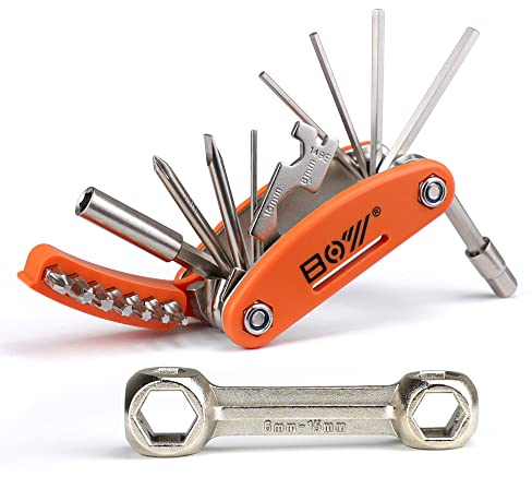 MatyKit Fahrrad-Werkzeugset, 20-in-1 Fahrrad-Multitool, Mountainbike-Reparatur-Werkzeug-Set mit Fahrrad-Knochenschlüssel, tragbares Fahrrad-Essentials, Reisen, Notfallwartung und Transport für Männer