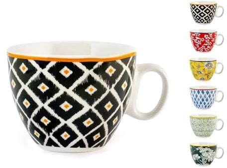 H&h set 6 tazze da t colourful in new bone china cc230