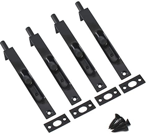 30,5 cm Edelstahl verdecktes Türschloss bündig Schieberiegel Bolzen mit Schrauben schwarz (4 Stück)