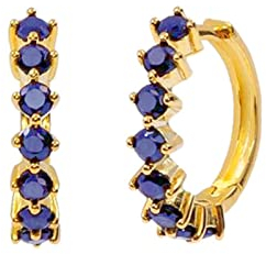 Dsnyu Sterling Silber Ohrringe, Zirkonia Ohrringe Creolen Groß, Blumen Ohrringe für Damen für Verlobung Gold Blau