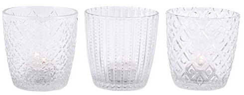 Kerzenhalter/Premium Qualität / 3 Verschiedene Muster/für Adventskranz, Stumpenkerzen, Tafelkerzen & Kerzenständer/Durchsichtig/Pajoma