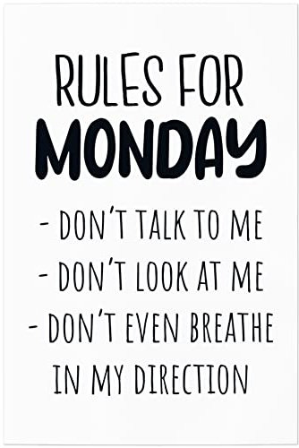 JUNIWORDS Poster, Rules for Monday, Don't Talk to me, Don't Look at me, Don't Even Breathe in My Direction, 20 x 30 cm (1007264)