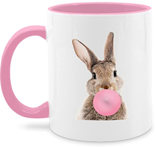 Tasse Tassen 325ml - Hase Kaugummi I - 325 ml - Rosa - hasenmotiv osterhasen hasi kaffeebecher mit osterhase hasen kaffeetasse häschen rabbit motiv ostern￼