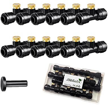 JS&KeJi 12 Stück Nebeldüsen Bewässerung T-Stück Wasserrohr Verbinder für 4/7mm Bewässerungssystem Wasser Düsen für Garten