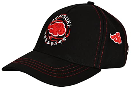 Elbenwald Naruto Shippuden Basecap mit Akatsuki Symbol für Herren Damen Unisex Baumwolle schwarz