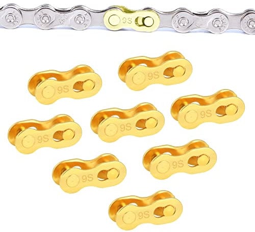 SUNTRADE 8 Pairs Bicycle Missing Link, 6/7/8/9/10/11/12 Speed Bike Chain Connector Lock Set, MTB Road Bicycle Connector for Quick Master Link Joint Chain pin (9 Speed)