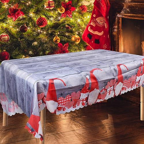 Weihnachtstischdecke, 150x180 cm Rechteckige Weihnachten Tischdecke Grau Tischläufer, Groß Abwaschbar Weihnachts Tischdecke, Weihnachtsmann Tischdecke für Weihnachten Urlaub Party Tischdekoration
