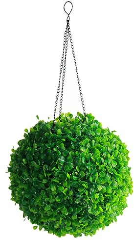 Garneck Blumen-Gras-Kugel-kronleuchter Solarbetriebener Formschnitt Grüne Topiary Kugeln Gartenkugeln Hängende Formschnittkugeln Faux Buchsbaum Kugel Gefälschter Grasball Eisen Led