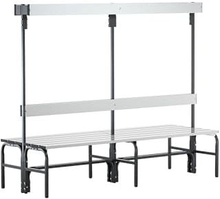 Sypro | Umkleidebank aus Edelstahl | HxT 1650 x 725 mm | Länge 2000 mm | 12 Haken | anthrazit