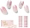 NAILOG Semi Cured Gel Nail Strips, 34 pcs Salon-Quality Gel Nail Stickers, Long Lasting Nail Wraps for Women with Soft Gel Finish, Vintage Print & Silver Glitter (Pink Lane)