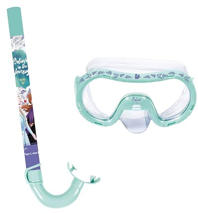 ARDITEX Set snorkeling per bambini con maschera e boccaglio Elsa e Anna Disney Frozen – Maschera regolabile 14x20,5x11 cm, tubo 33 cm, dai 3 anni, ideale per mare piscina e vacanze